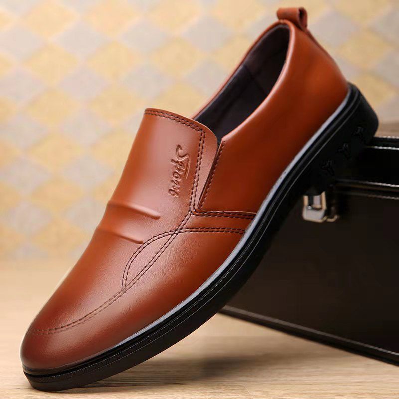 Men's New Casual Leather Shoes Comfortable Brown