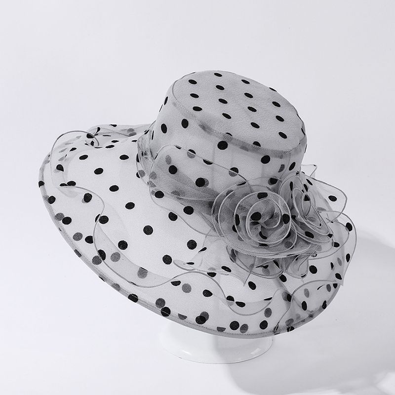 （gray）Organza Wide Brim Sun Hats For Women Summer Church Hats Women Elegant Kentucky Derby Hat  RA