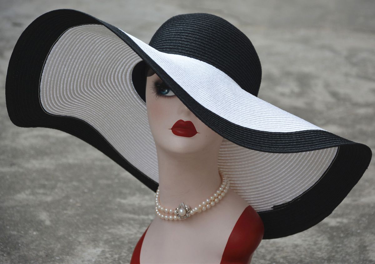（Black Top Black Brim）7.1''/18cm Foldable Oversized Huge Wide Brim Sun Beach Hats Straw Summer  RA