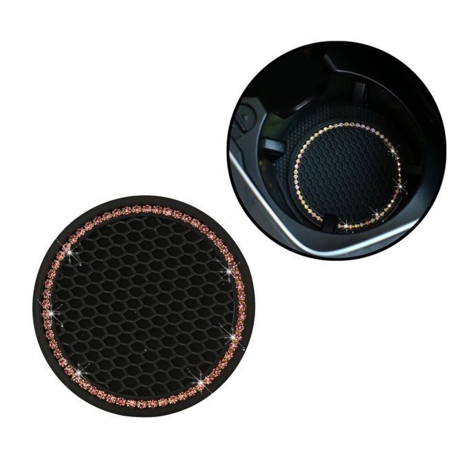 Bling Sparking Crystal Coaster Car Accessories For Black Pink Crystal