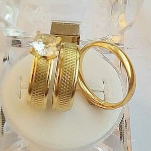 Couple Gold Rommanel Wedding Ring Sets