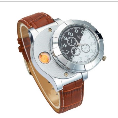 Military Wrist Watch With USB Cable + Rechargeable Cigarette Lighter