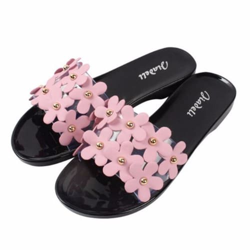 Lovely Flowers Women Jelly Fashion Slippers - Black
