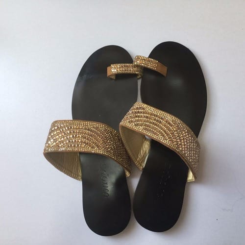 Gold Flat Slippers