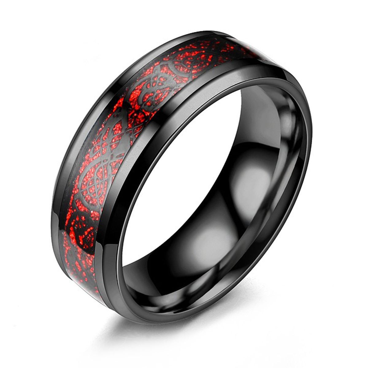 Simple Men Luminous Dragon Pattern-Black & Red