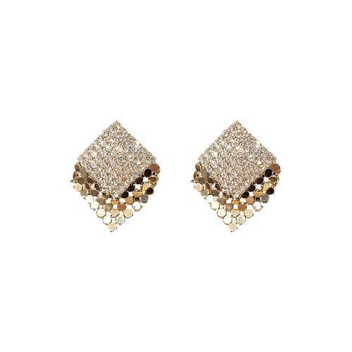 Simple Rhinestone Earrings Women European And American Fashion Square Earrings