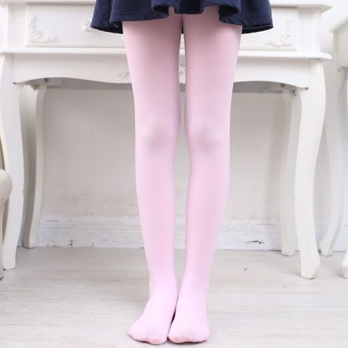 Spring Summer Autumn Solid Color Pantyhose Ballet Dance Tights For Kids, Size:S (Pink)