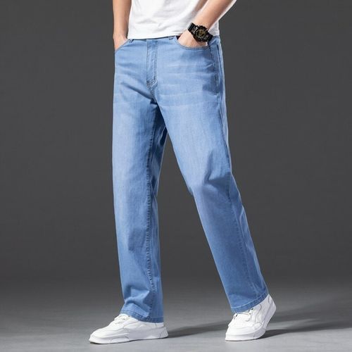 Men's Straight Luxury Jeans Summer Light Blue Jeans