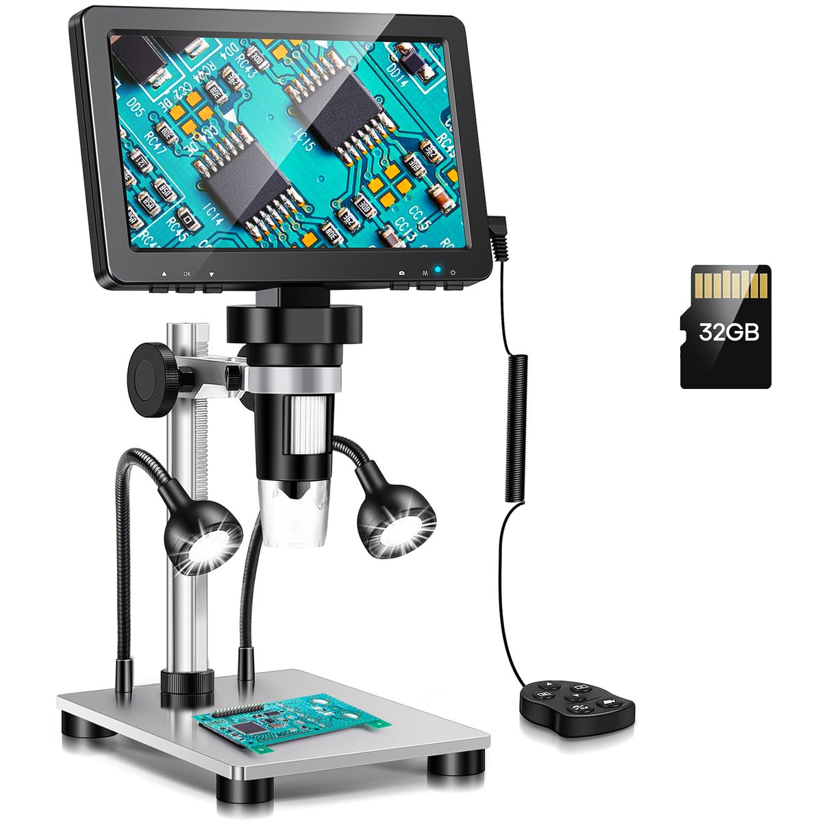 RIEVBCAU DM7H 7''  IPS LCD Microscope 1080P 50X-1200X Digital Microscope Soldering Electronics HDMI Microscopes Support PC