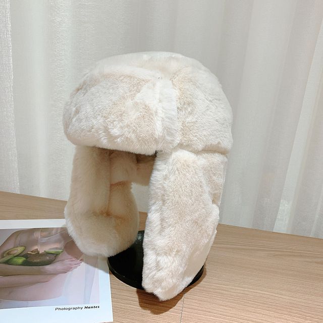 Women's Winter Thickened Warm Beanie Russian Caps Korean Fashion Ushanka Earflap Pilot Hat Women's Trend Hat Adjustable(#Write)