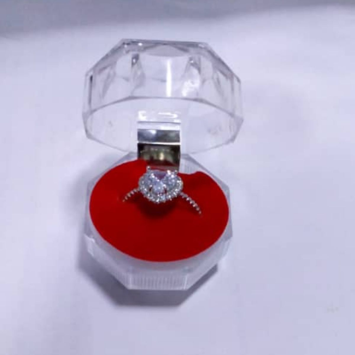 Adjustable Love Diamond Engagement Proposal Ring With Transparent Ring Case