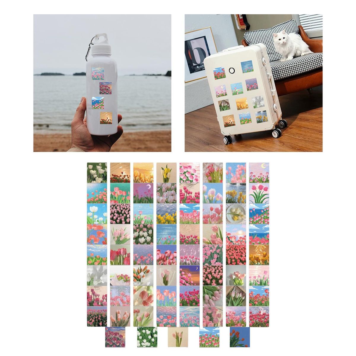 69x Flowers Stickers DIY Guitar Skateboard Water Bottles Cartoon