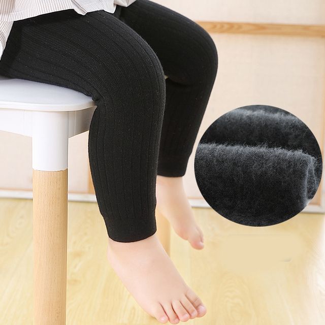 Kids Girl Winter Leggings Toddler Boy Thermal Terry Thick Warm Striped Leggings