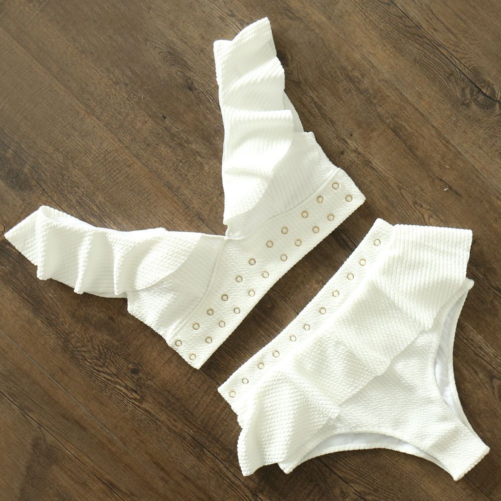 New High Waist Bikini Swimwear Women Swimsuit Push Up Bikinis Women Bathing Suit Biquini Ruffle Bikini Summer Beach Wear ZMS1908W1 KIP