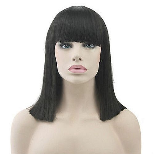 Mid-lenght Blunt Cut Hair Wig - Fringe