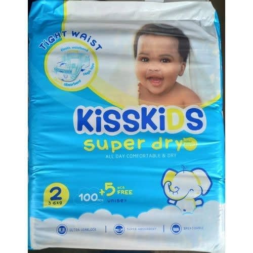 Kisskids Super Dry Baby Diaper - Size 2 - 3-6kg - 105 Pcs