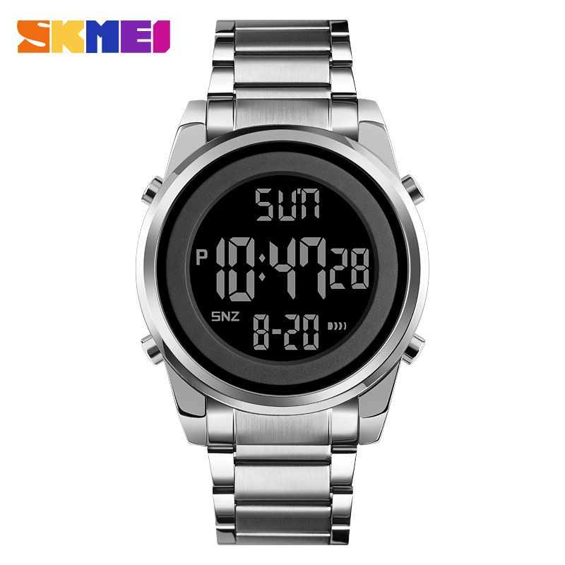 Mens Watches Fashion LED Steel Digital Wristwatch Count Down Alarm Hour