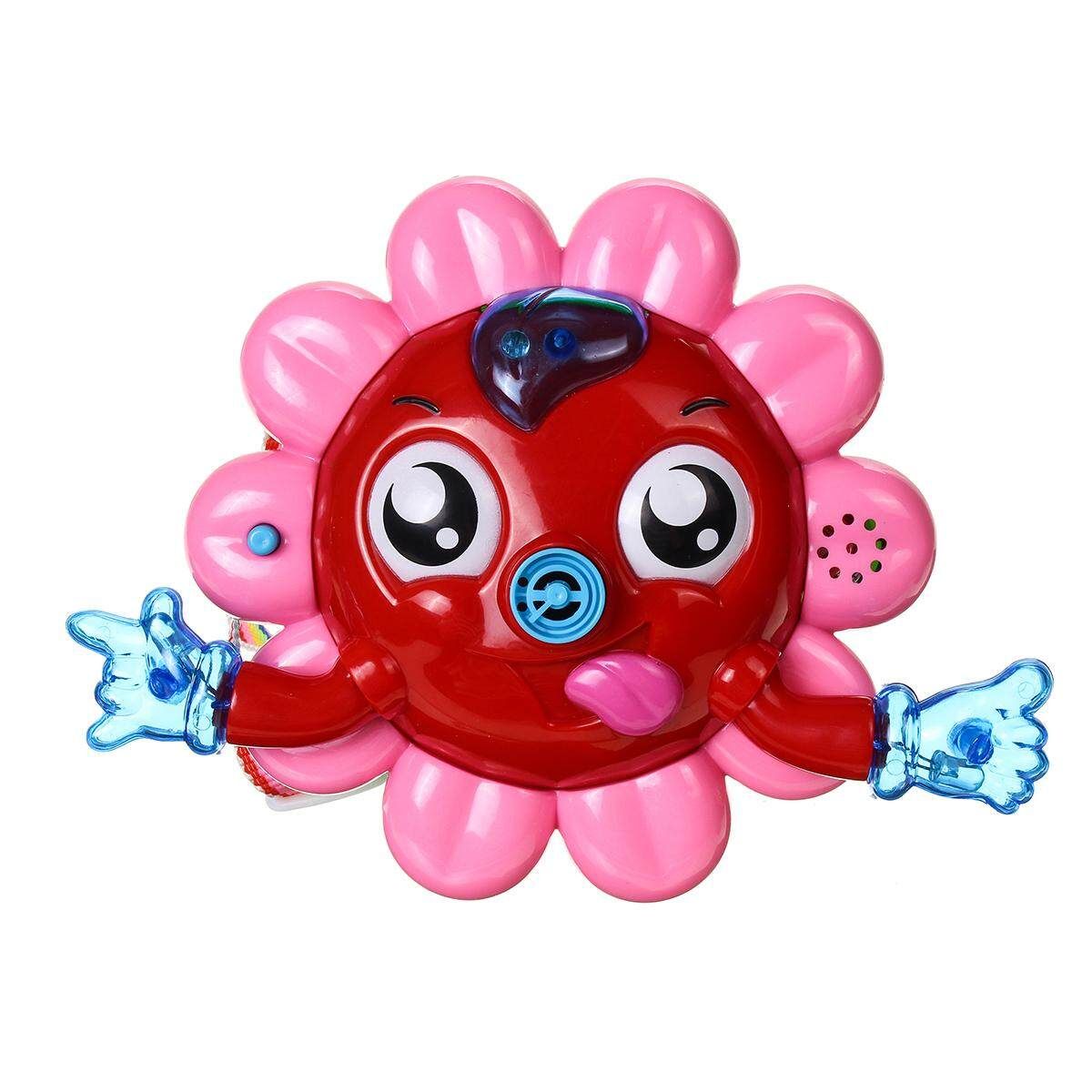 Automatic Electric Bubble Machine Flower Music For Kid Toy Gift Red