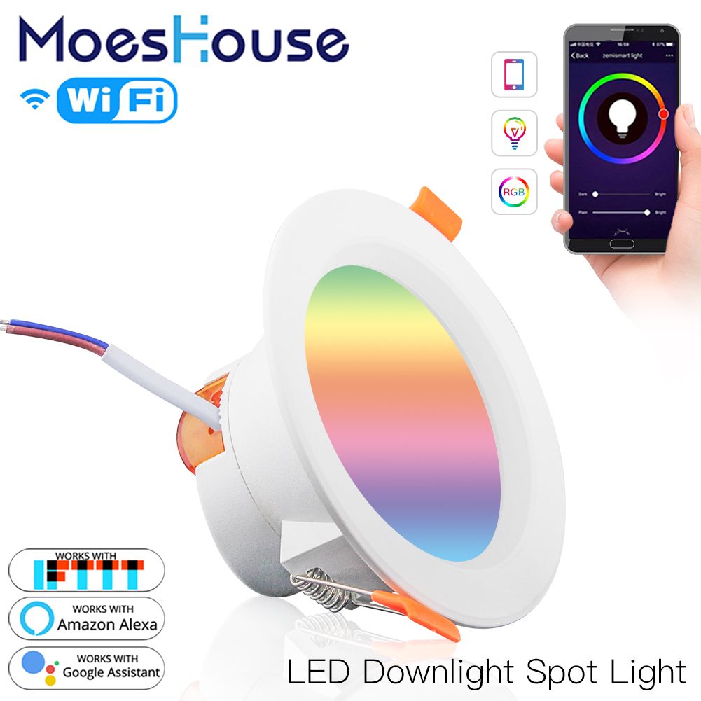 WiFi Smart LED Downlight Dimming Round Spot Light 7W RGB