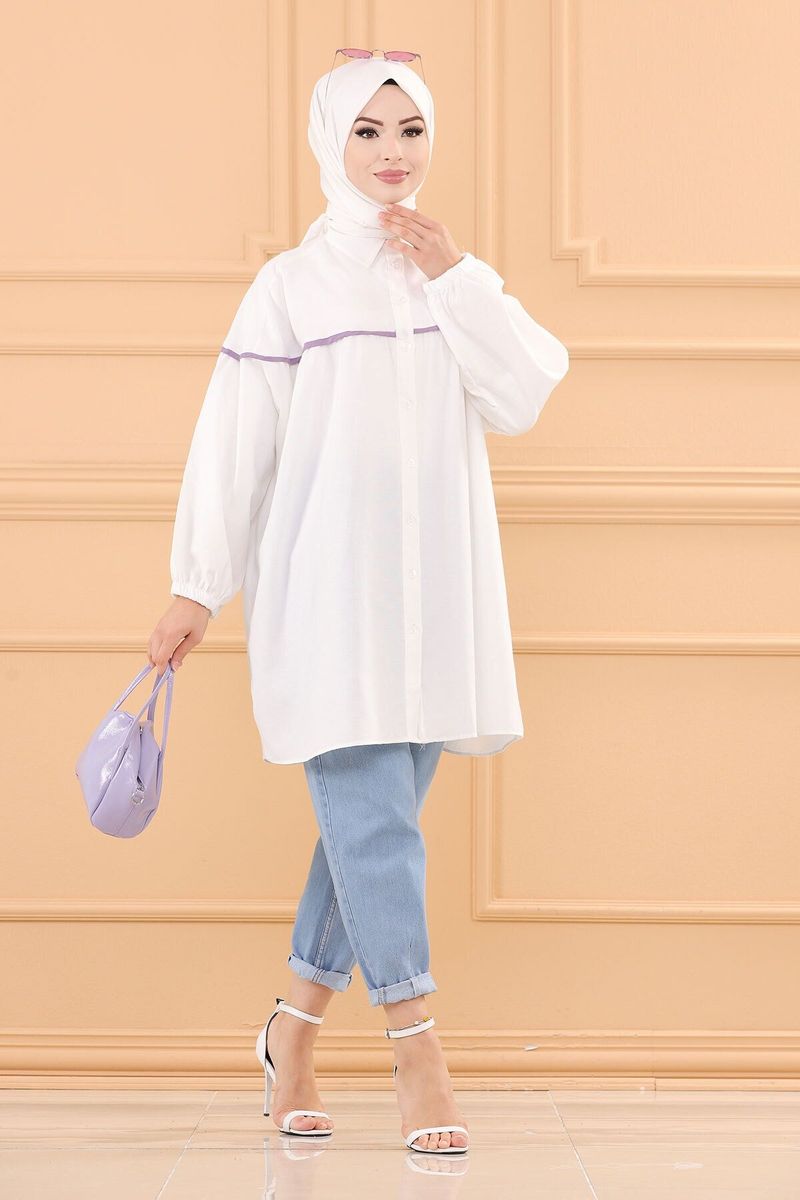 2022 Summer Women Muslim Fashion Dubai Abaya Eid Mubarak Outwear Oned-White Purple