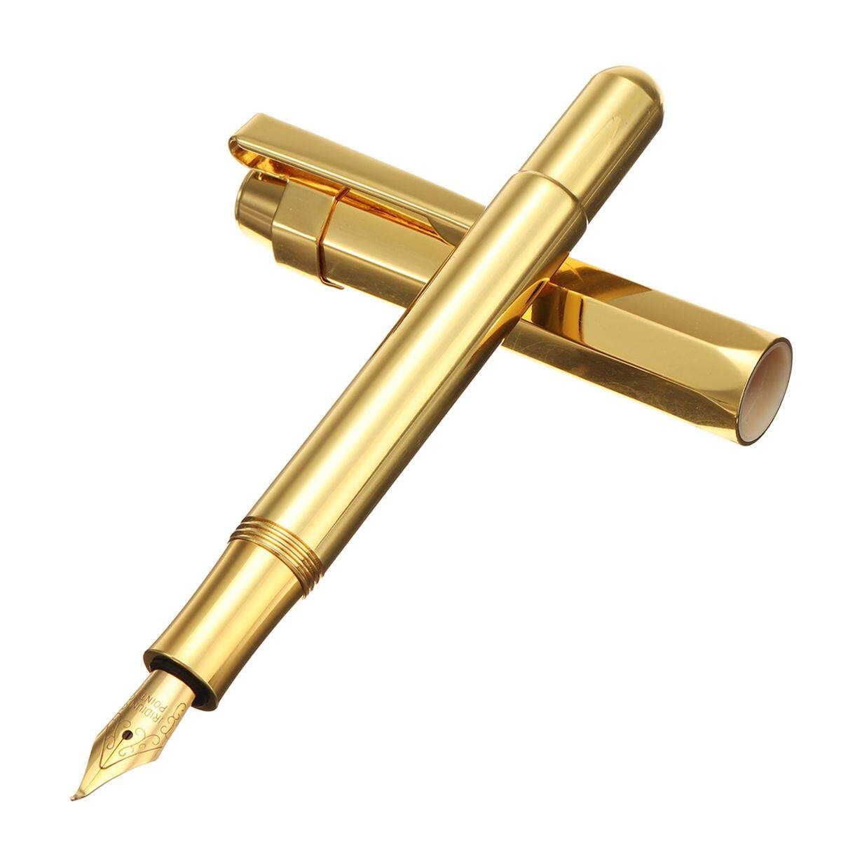 Full Brass Iraurita Fountain Pen Metal Retro Travel Pocket Short Ink Pens 1.00mm Gold 1.0 Mm