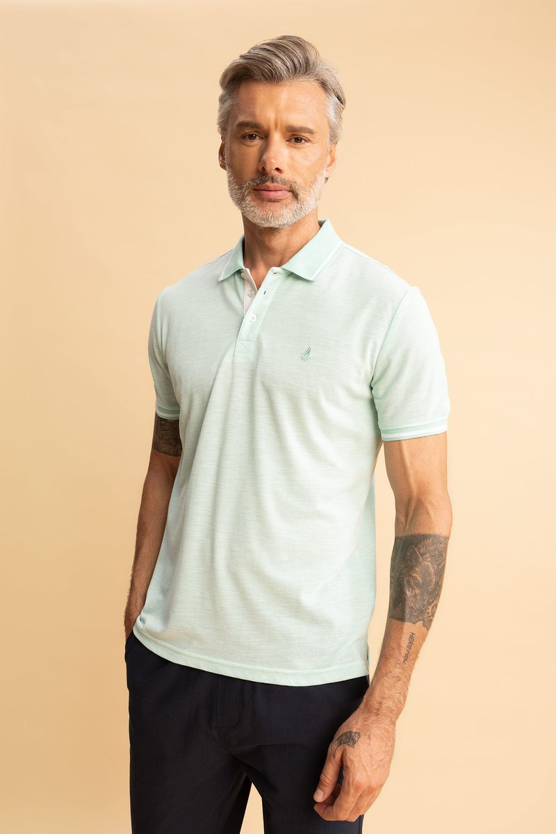 Man Regular Fit Knitted Polo T-Shirt - Turquoise