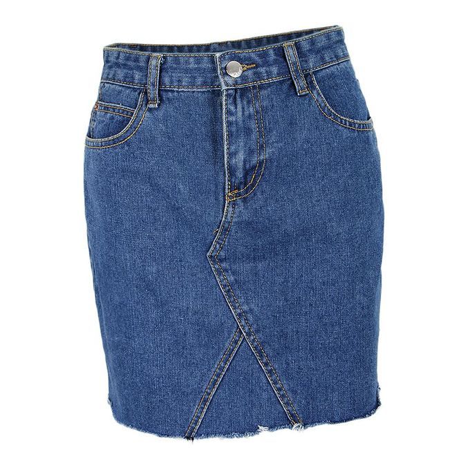 Ripped Denim Skirt Denim Blue S