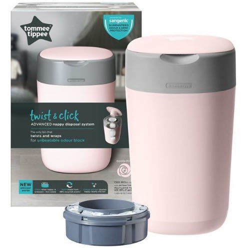 Sangenic Twist & Click Nappy Disposal Bin Gentle Pink