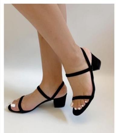 Cute Black Low Heel Sandals