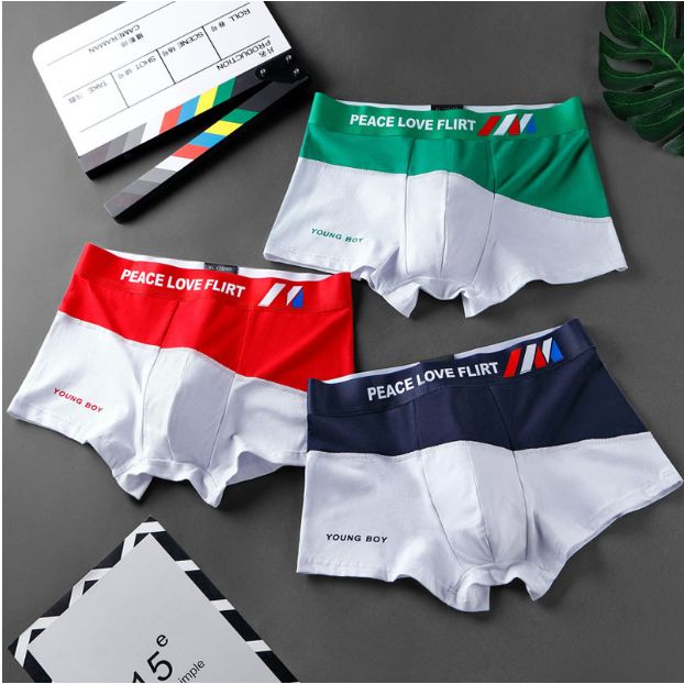 3pcs/Lot 1 Red 1 Blue 1 Green Mens Underwear Cotton Underpants Panties Shorts