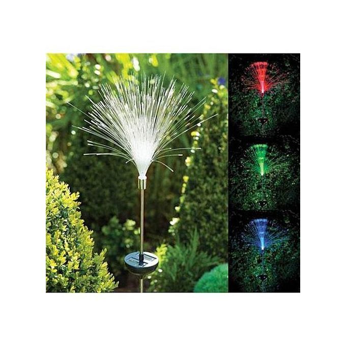FIBRE OPTIC COLOUR CHANGING LED SOLAR POWER STAKE LIGHT GARDEN OUTDOOR PATH LAMP