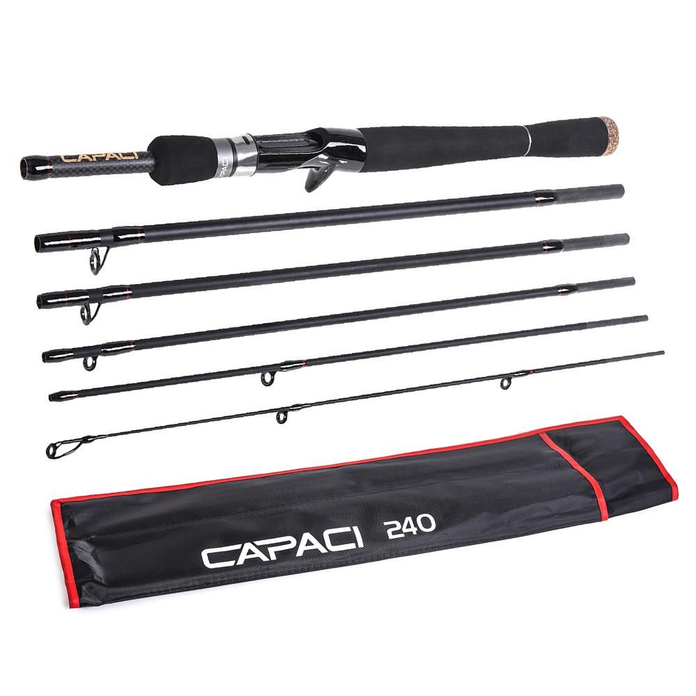 2.1m / 2.4m 6 Sections Carbon Spinning Casting Fishing Rod Lure Fishing Rod Hand Pole Fishing Tackle