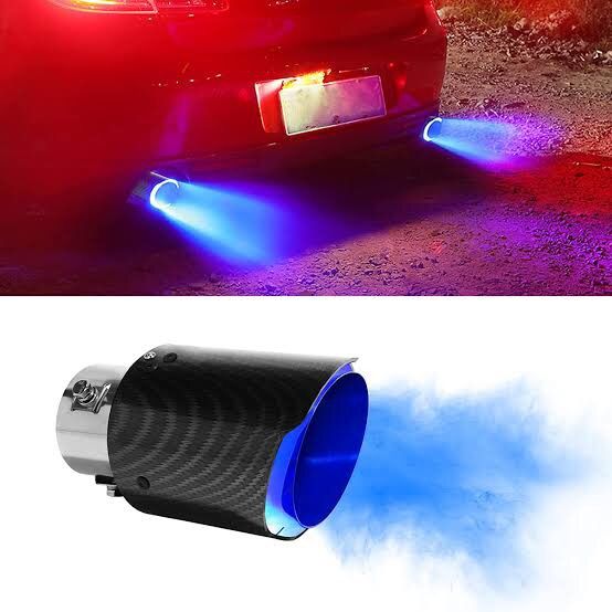 Car Universal LED Double  Exhaust Muffler Blue Color