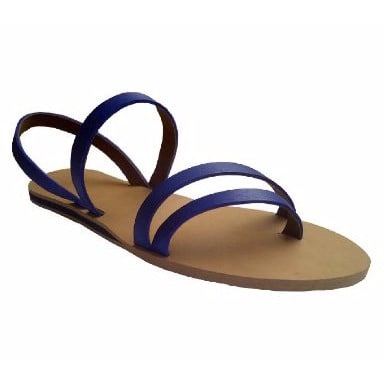 Women's Flat Sandal with Cream Soles-Blue