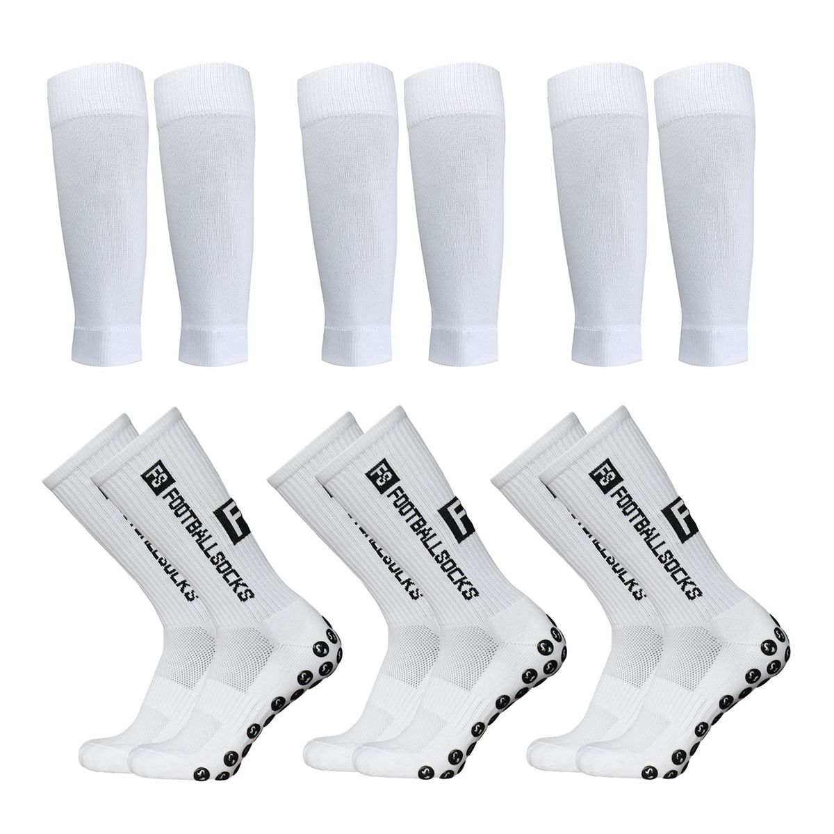 3 Pairs Anti Slip Soccer Socks And Calf Sleeves Set Outdoor