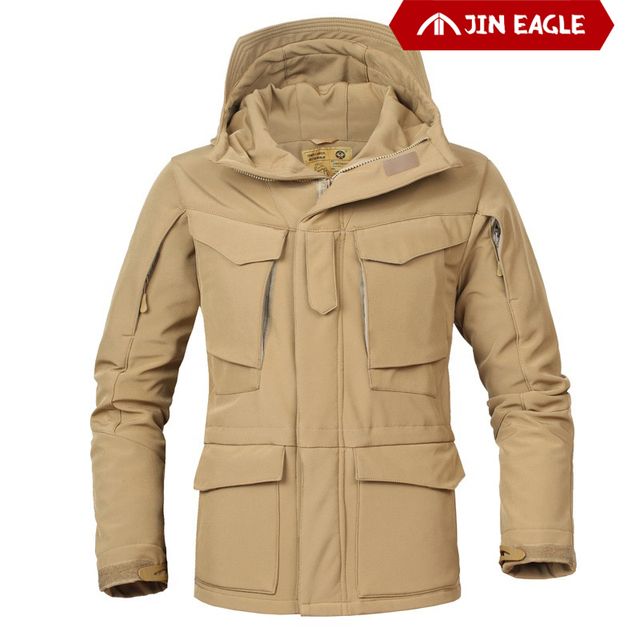Coats Bomber Jackets Tactical Multi Pocket Fleece Khaki_S