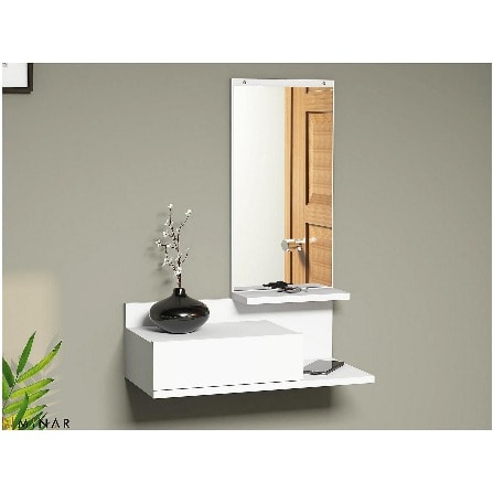 High Gloss Wall Mounted Mirror With Drawer