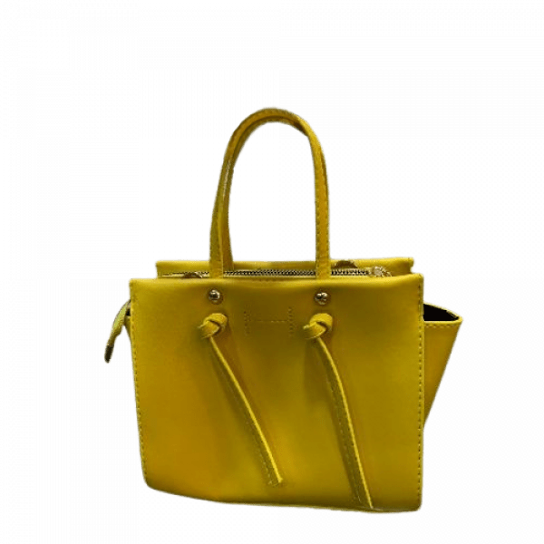 Women's Pure Leather Hand Bag- Yellow