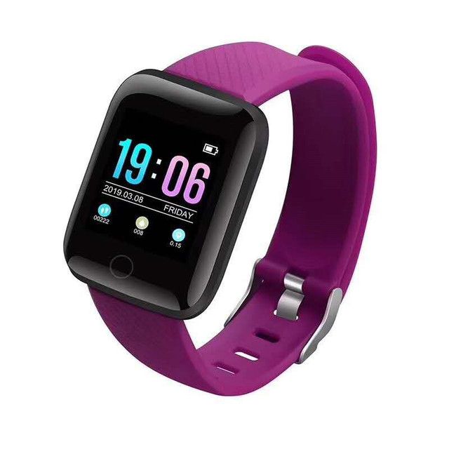 Relogio Smart Watch Men Women 116 Plus Blood Pressure Monitor Waterproof Tracker Bracelet Heart Rate Smartwatch  For Android IOS(#purple)