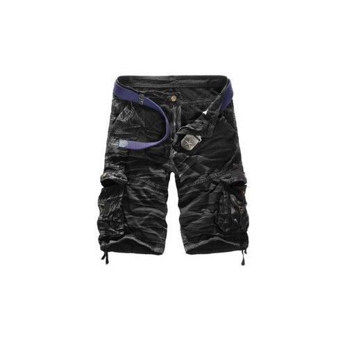 Outdoor Leisure Summer Men Beach Cargo Black Camouflage_XS