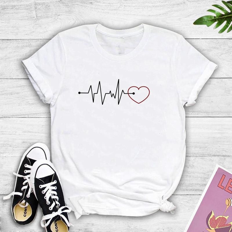 LOVE QUALITY WOMEN ROUND NECK T-SHIRT WHITE TEES FLEX DESIGN