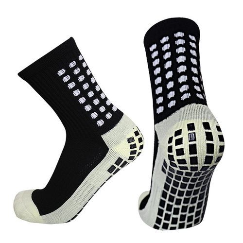 Anti_slip Soccer Socks Men Women Outdoor Sport Grip Football Socks(#black)