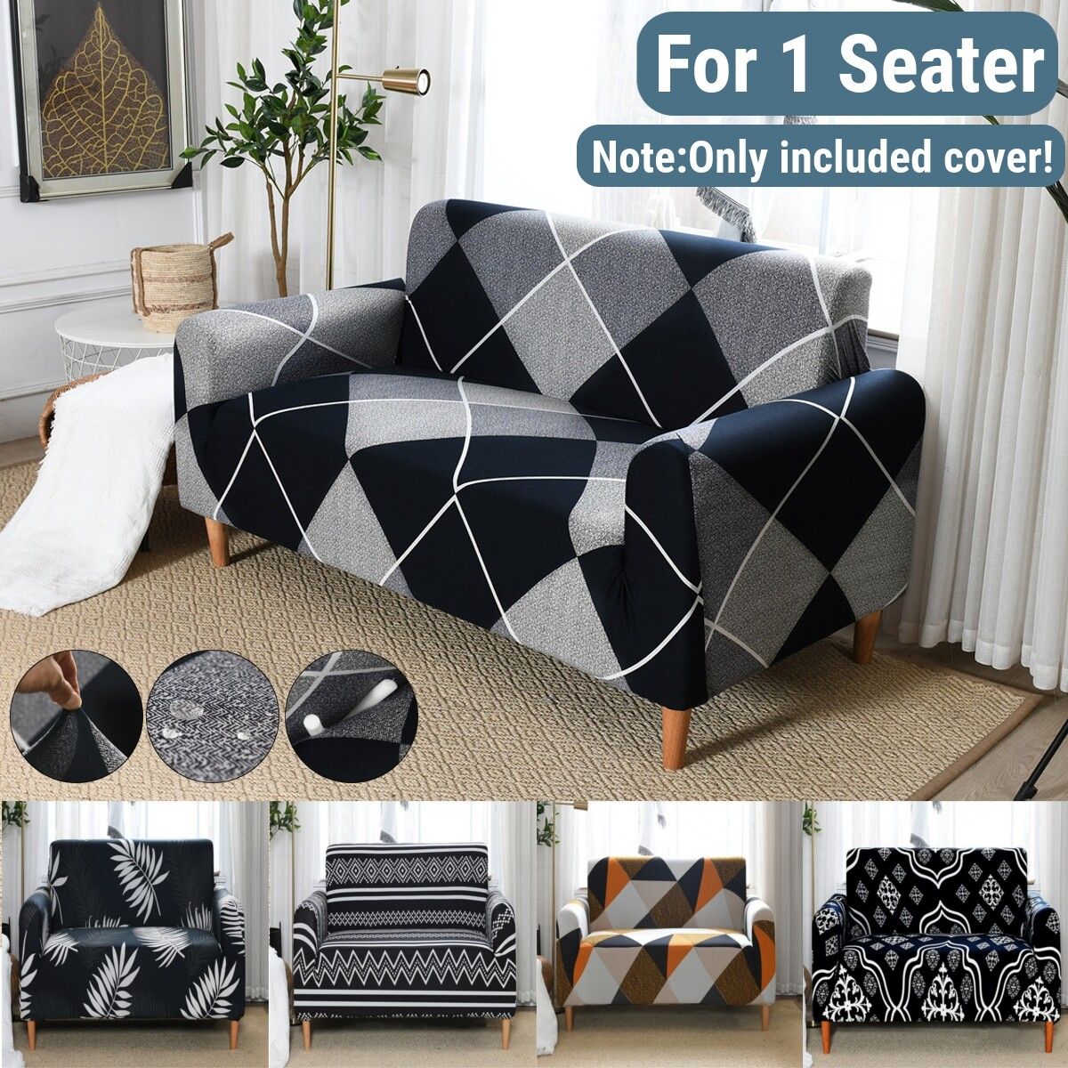 Single Seater Stretch Chair Sofa Covers Couch Cover Elastic Slipcover Protector 5
