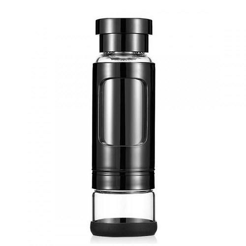 Portable Tea Tumbler Water Bottle 400ml With Removable Tea/fruit Infuser And Tea Storage Compartment(Black)