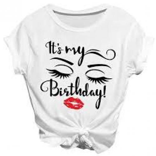 Quality Ladies Birthday Round Neck Polo Printed T-Shirt