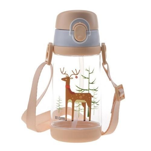 480ml Kids Water Cup Creative Cartoon Animal Baby Feeding Cups Straws Leakproof Water Bottles Outdoor Portable Children's Cups