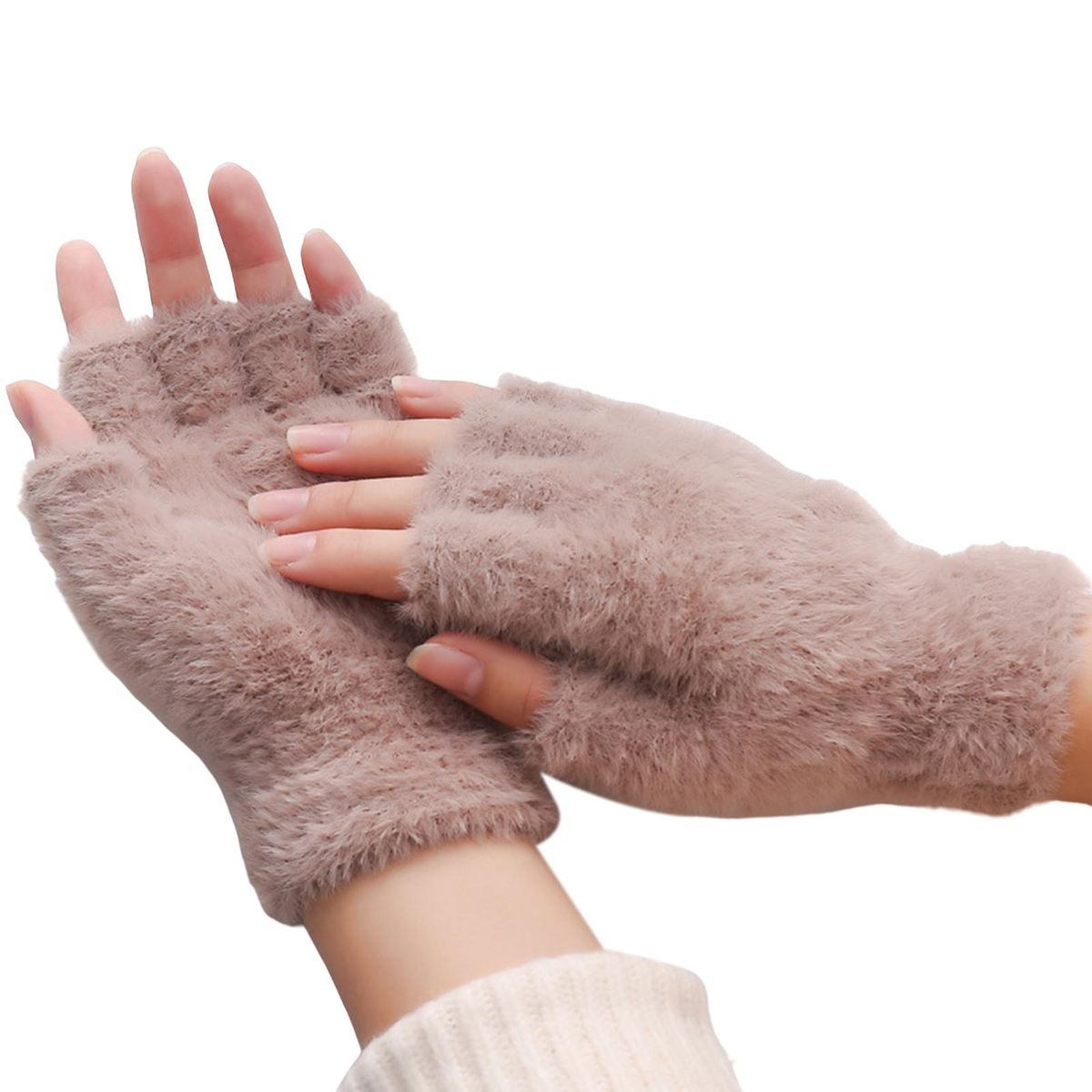 1 Pair Winter Winter Warm Fluffy Plush Women Khaki