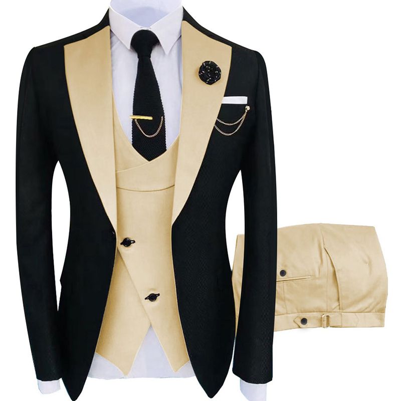 Terno Masculino Slim Fit Blazers Ball And Groom Suits For Men Boutique Fashion Wedding( Jacket + Vest + Pants ) Champagne
