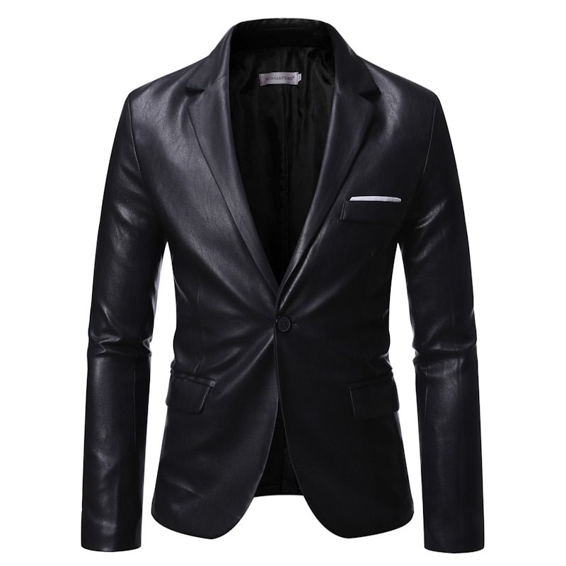 Autumn Winter  Men's Business Luxury B Fashion Banquet Leather Dress Suit