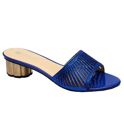 Rob Laser Cut Studded Slipper With Kiwi Heel - Blue